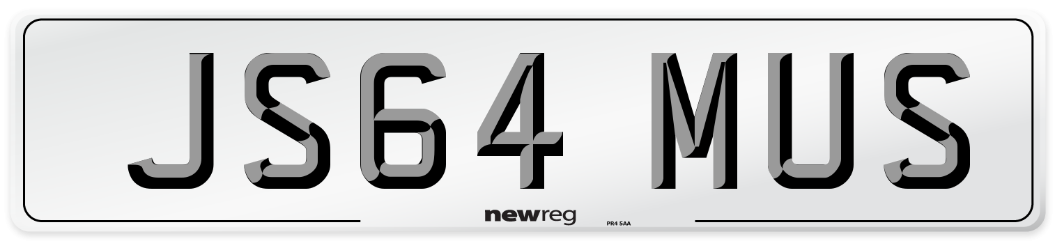 JS64 MUS Number Plate from New Reg